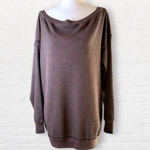 RED Haute Brown thermal shirt waffle knit material exposed seams at shoulders